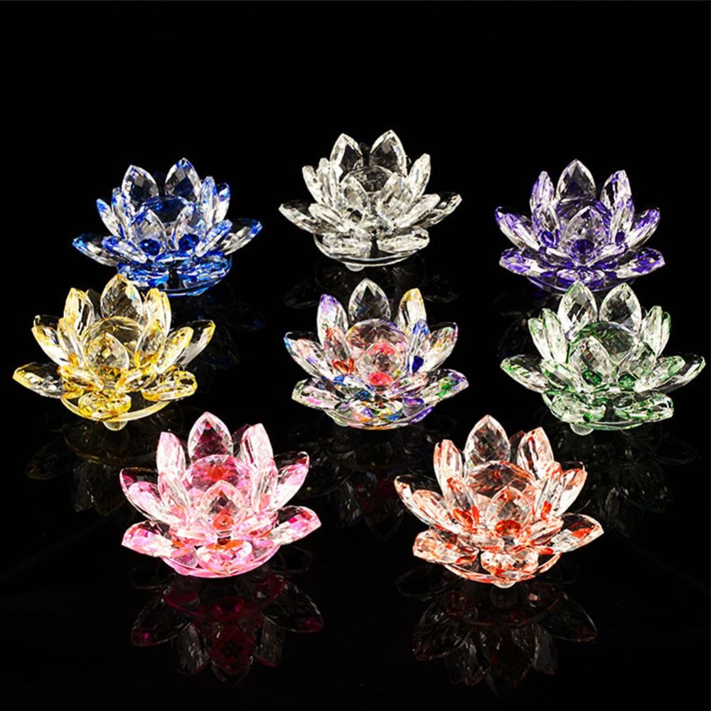 Paper Weight Crystal - 60-140mm Crystal Lotus Flower Figurine Home