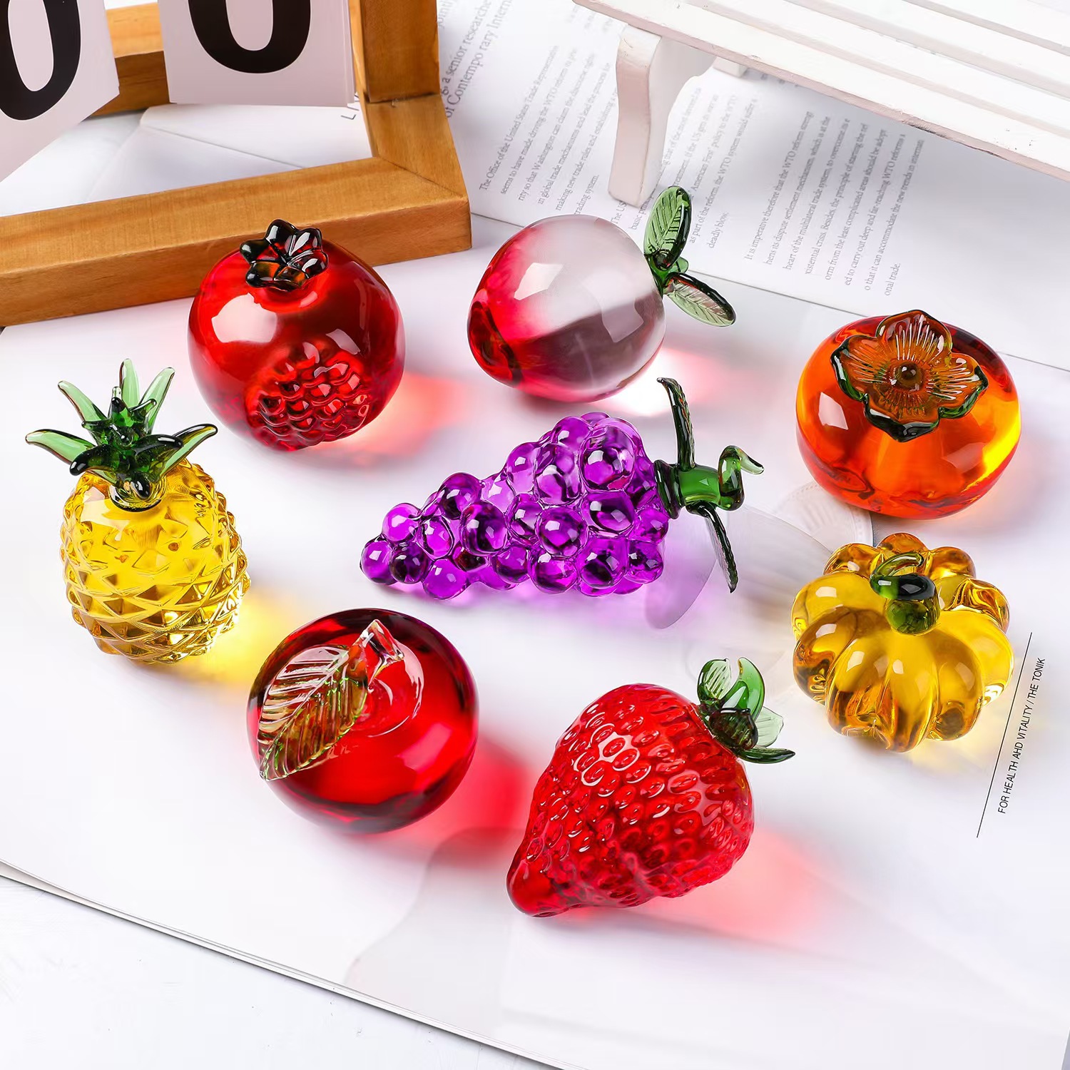Paper Weight Crystal - Crystal fruit Paperweight with Diamond Natural