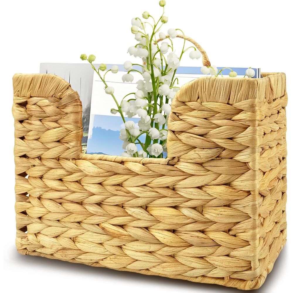 Magazine Holder Rack - Hanging Magazine Holder, Water Hyacinth Mail