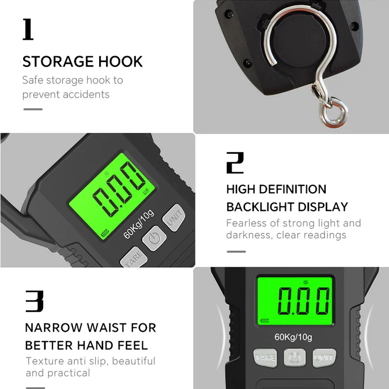 60kg/10g LCD Digital Hanging S - Tape Dispenser Weighted ulasan dan harga