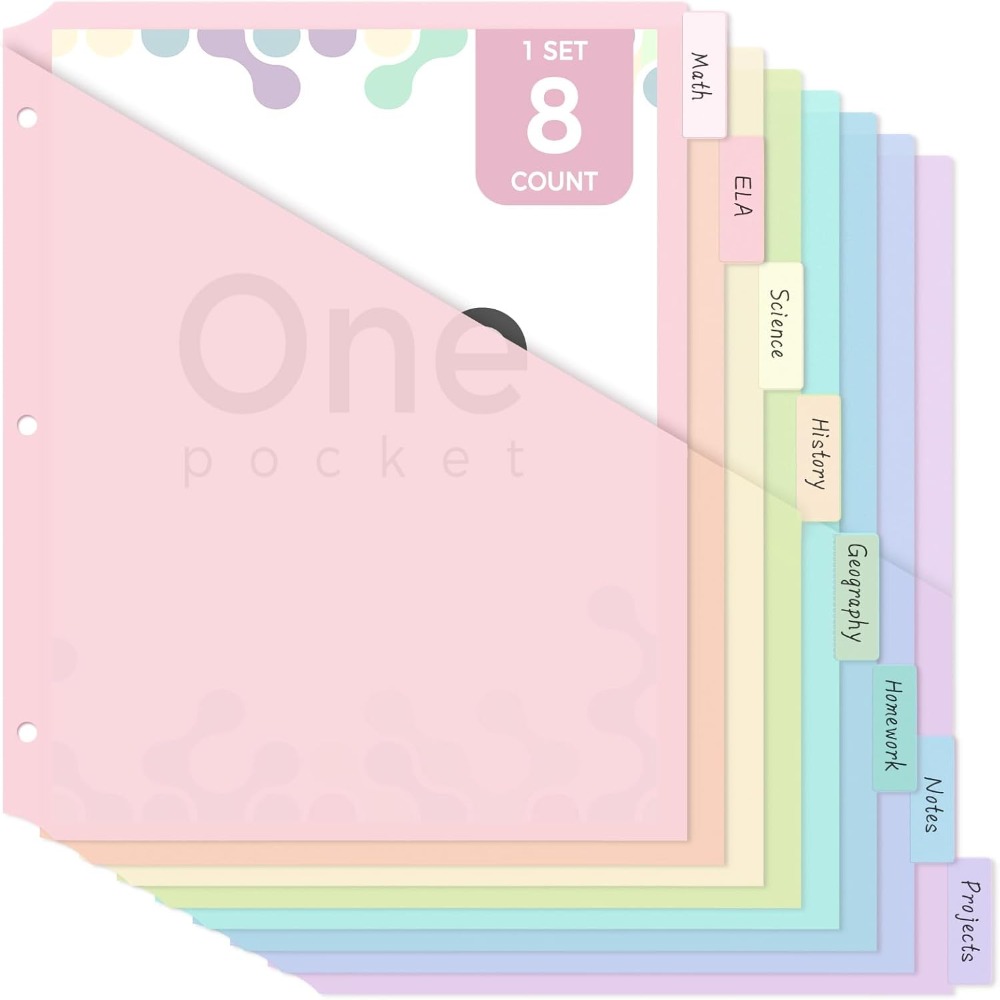 8 pcs A4 Pastel Binder Divider - Tab Divider A4 ulasan dan harga