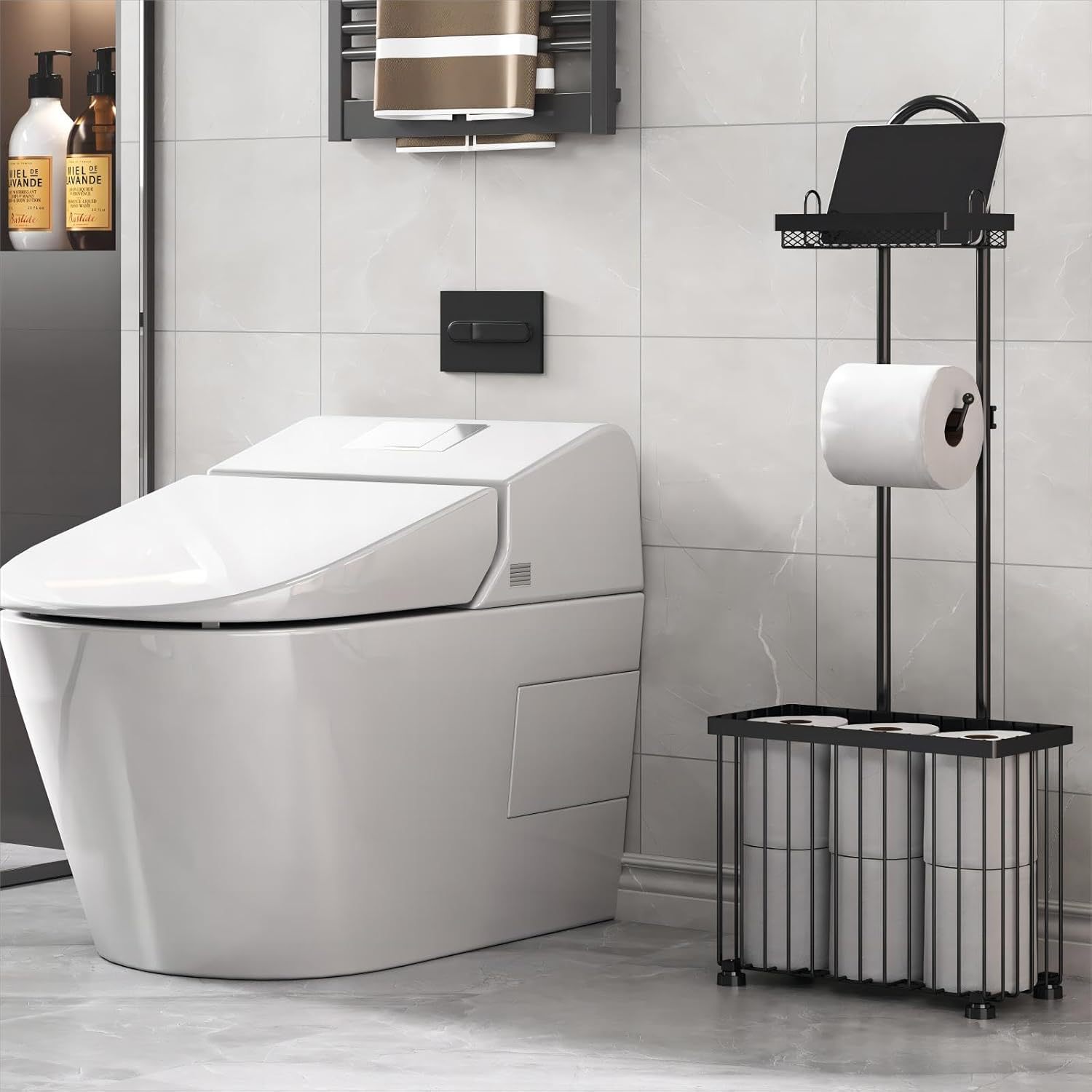 Black household bathroom tissu - Magazine Holder Rack ulasan dan harga