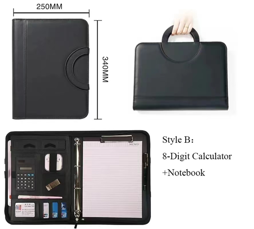 PU leather A4 zipper calculato - Binder A4 Lever ulasan dan harga