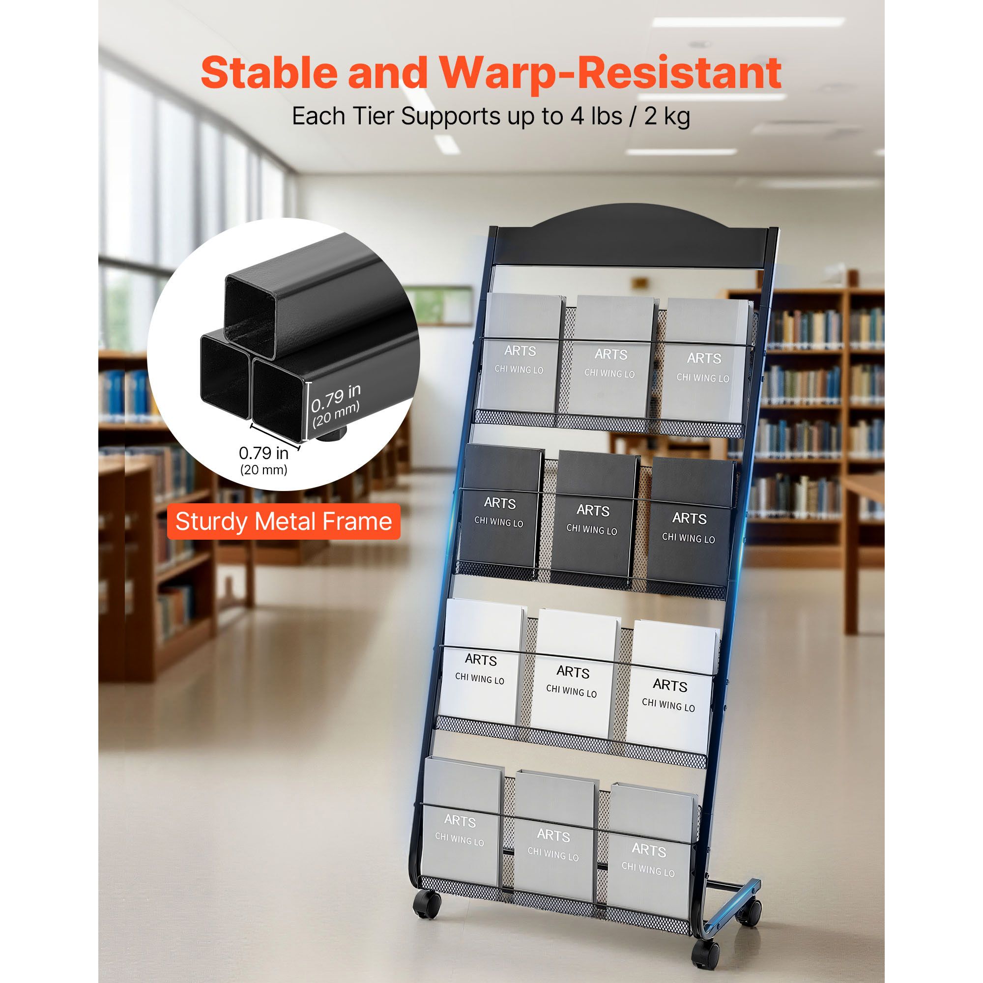 Brochure Display Rack, 4-Tier  - Magazine Holder Rack ulasan dan harga