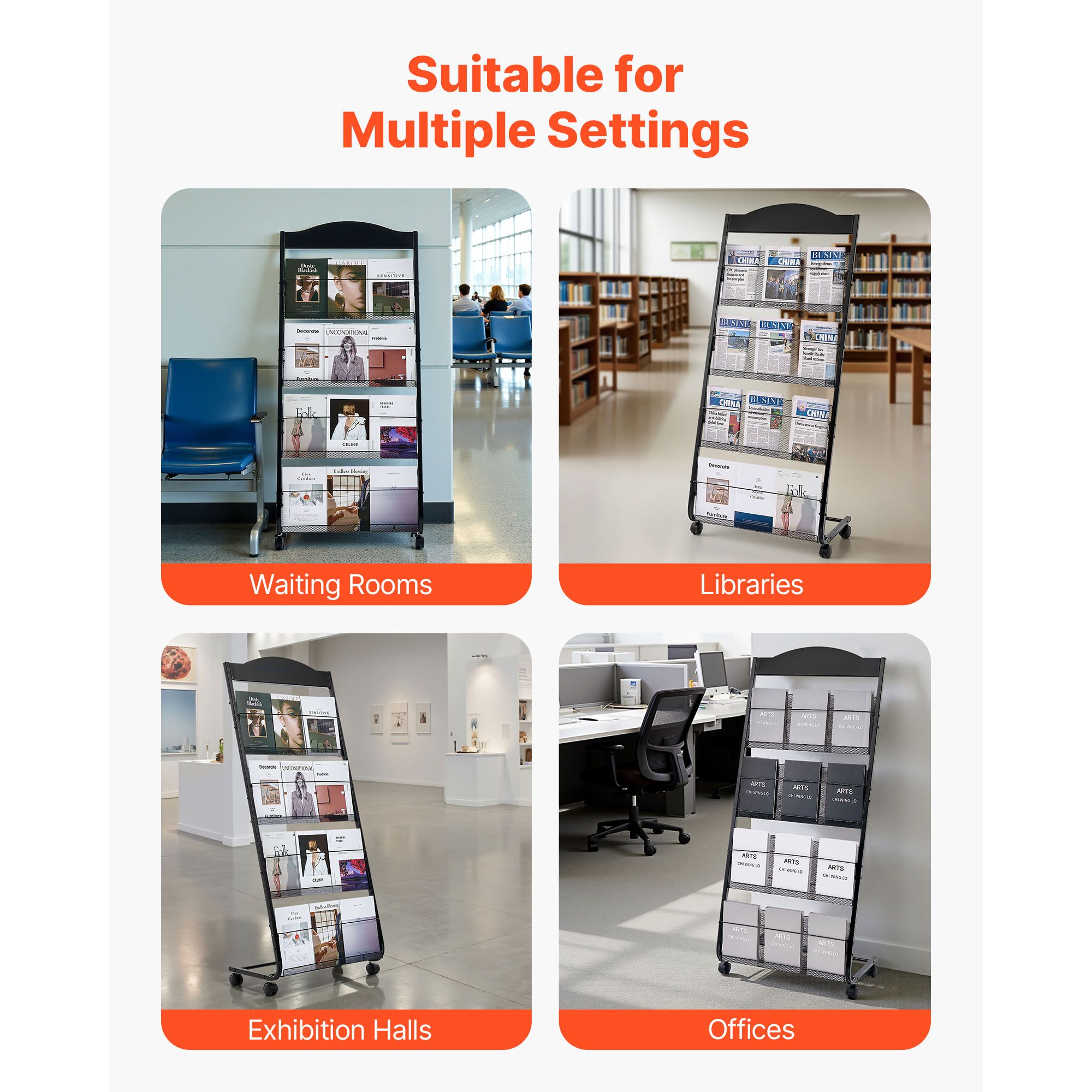Brochure Display Rack, 4-Tier  - Magazine Holder Rack ulasan dan harga