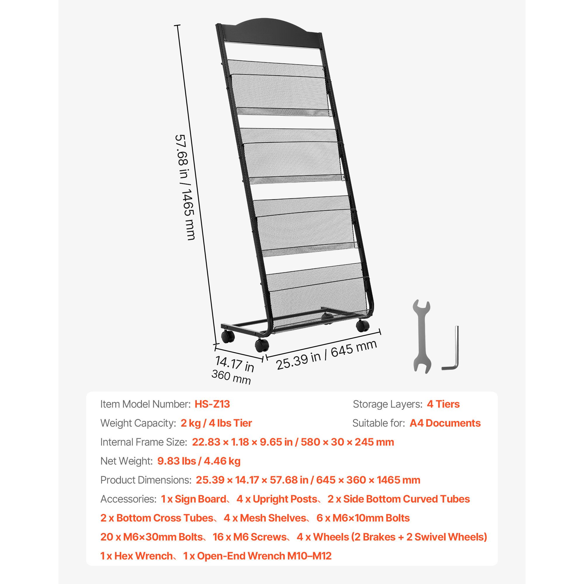 Brochure Display Rack, 4-Tier  - Magazine Holder Rack ulasan dan harga