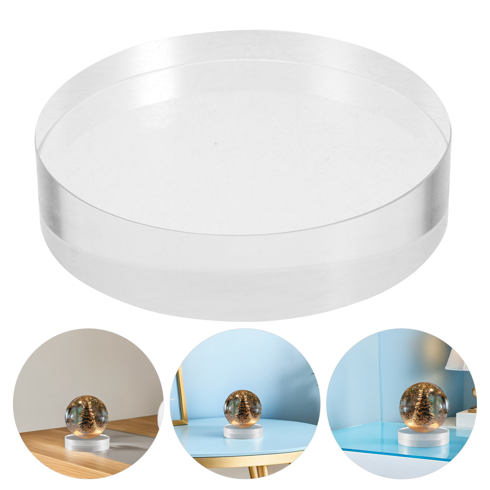 2Pcs Transparent Round Glass P - Book Weight Glass ulasan dan harga
